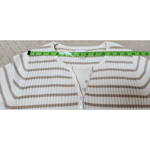 Cj Banks Brown Beige Knit Henlley Sweater 3/4 Sleeve Women's Size Small Soft Top - Picture 3 of 8